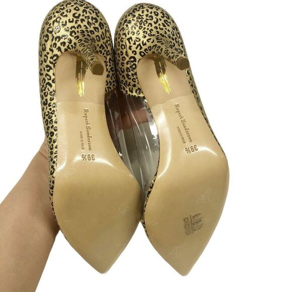 Rupert Sanderson Leopard Leather PVC Clear Side Heeled Pumps Womens Size 39.5 - Picture 7 of 11